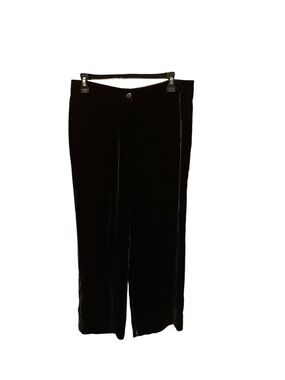 Chico's Rayon Silk Blend Velvet Straight Leg Pants in Black Size 2 Large
